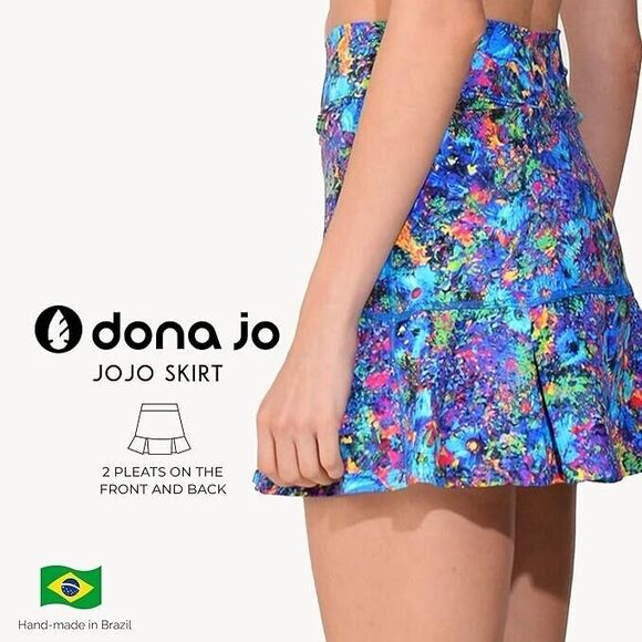 Dona Jo by JoFit Pleated Activewear JoJo Skort  Women's Size 2  Blue Floral - Picture 11 of 11